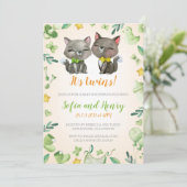 baby shower Invitation Twins | Neutraal | Kekkatte Kaart (Staand voorkant)