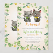 baby shower Invitation Twins | Neutraal | Kekkatte Kaart (Voorkant / Achterkant)