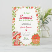 baby shower invitation with a Berry Sweet theme Kaart (Staand voorkant)