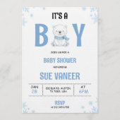 Baby shower invitation with a cute bear kaart (Voorkant)