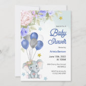 Baby shower invitation with a cute elephant kaart (Voorkant)