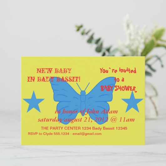 Baby Shower Invitation with Flag of Bady Bassit Kaart (Staand voorkant)