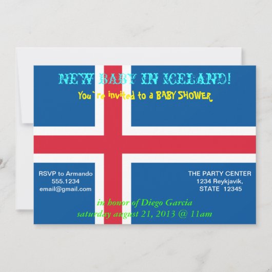 Baby Shower Invitation with Flag of Iceland Kaart (Voorkant)