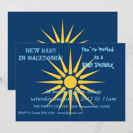Baby Shower Invitation with Flag of Macedonia Kaart (Voorkant / Achterkant)