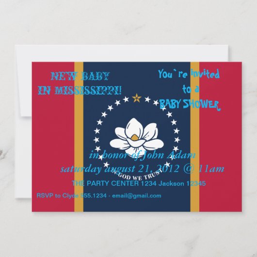 Baby Shower Invitation with Flag of Mississippi Kaart (Voorkant)