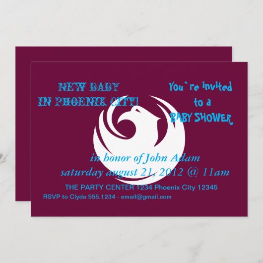 Baby Shower Invitation with Flag of Phoenix City Kaart (Voorkant / Achterkant)