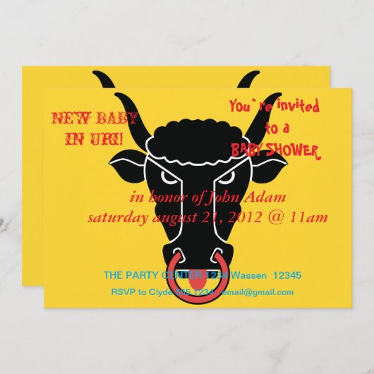 Baby Shower Invitation with Flag of Uri Kaart (Voorkant / Achterkant)