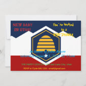 Baby Shower Invitation with Flag of Utah, USA Kaart (Voorkant)