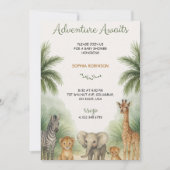 Baby shower invitation with jungle themed animals kaart (Voorkant)