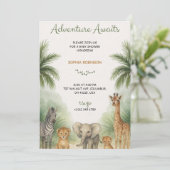 Baby shower invitation with jungle themed animals kaart (Staand voorkant)