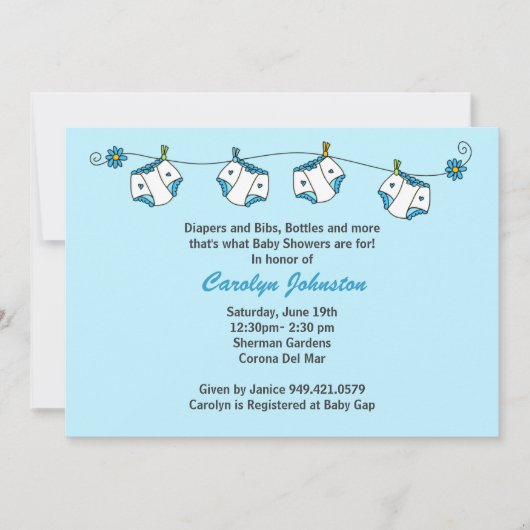 Baby Shower Invitation with Matching Envelopes Kaart (Voorkant)