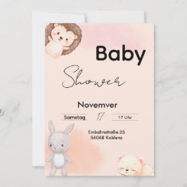 Baby Shower Invitation Woodland Animals  Kaart