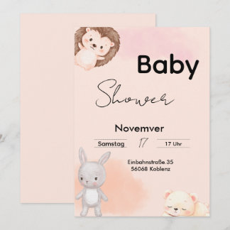 Baby Shower Invitation Woodland Animals  Kaart