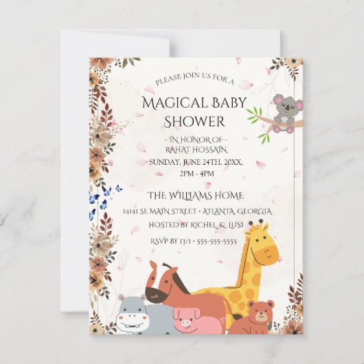Baby Shower Invitations | Custom Wildflower Card RSVP Kaartje (Voorkant)
