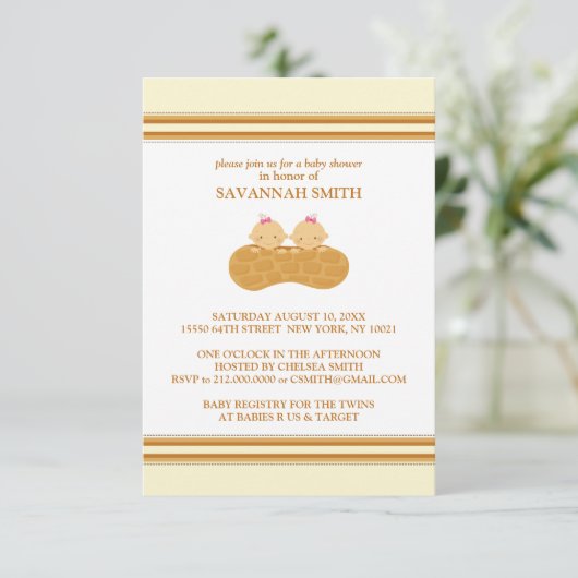 Baby Shower Invitations for Twin Girls Kaart (Staand voorkant)