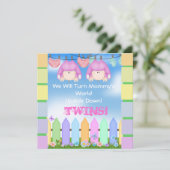 BABY SHOWER Invitations GIRL TWINS! Kaart (Staand voorkant)