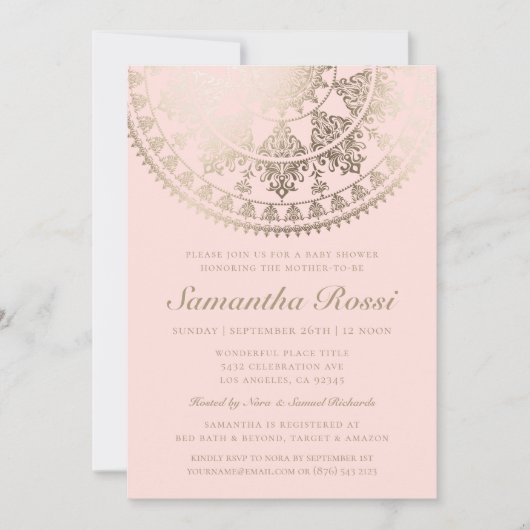 Baby Shower Invitations Gold Foil - Aangepaste kle Kaart (Voorkant)