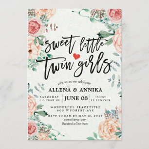 Baby Shower Invitations Sweet Little Twin Girls Bedankkaart