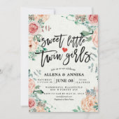 Baby Shower Invitations Sweet Little Twin Girls Bedankkaart (Voorkant)