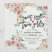 Baby Shower Invitations Sweet Little Twin Girls Bedankkaart (Voorkant / Achterkant)