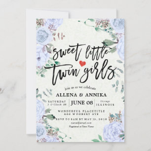Baby Shower Invitations Sweet Little Twin Girls Bedankkaart