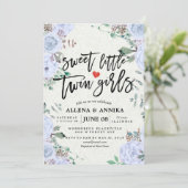 Baby Shower Invitations Sweet Little Twin Girls Bedankkaart (Staand voorkant)