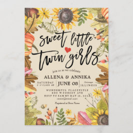 Baby Shower Invitations Sweet Little Twin Girls Kaart