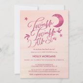 Baby Shower Invitations Twinkle Little Star Pink Kaart (Voorkant)