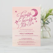 Baby Shower Invitations Twinkle Little Star Pink Kaart (Staand voorkant)