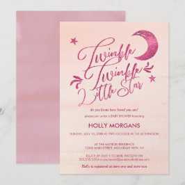 Baby Shower Invitations Twinkle Little Star Pink Kaart