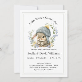 Baby Shower Invitations Watercolor Simple Bunny Kaart