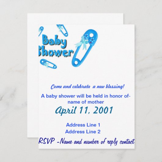 baby shower Invite-Boy Kaart (Voorkant / Achterkant)