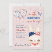 baby shower INVITE Firecracker Bunny Kaart (Voorkant)