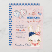 baby shower INVITE Firecracker Bunny