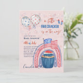 baby shower INVITE Firecracker Cupcake Kaart (Staand voorkant)