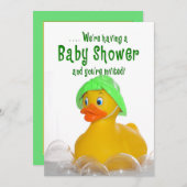 BABY SHOWER INVITE - GROENE PET - RUBBER DUCKY KAART (Voorkant / Achterkant)