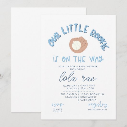 BABY SHOWER INVITE KAART (Voorkant / Achterkant)