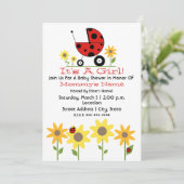 baby shower Invite - Ladybugs en wilde bloemen Kaart (Staand voorkant)