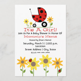 baby shower Invite - Ladybugs en wilde bloemen Kaart