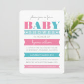 BABY SHOWER INVITE modern gender onthult roze blau Kaart (Staand voorkant)