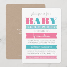 BABY SHOWER INVITE modern gender onthult roze blau