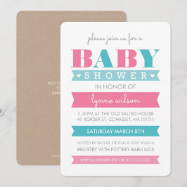 BABY SHOWER INVITE modern gender onthult roze blau Kaart