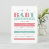 BABY SHOWER INVITE modern geslacht onthult koraalm Kaart (Staand voorkant)