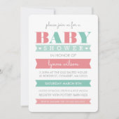 BABY SHOWER INVITE modern geslacht onthult koraalm Kaart (Voorkant)