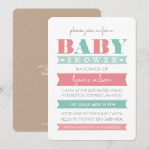 BABY SHOWER INVITE modern geslacht onthult koraalm