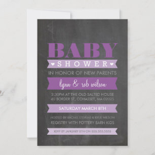 BABY SHOWER INVITE modern karton paars Kaart