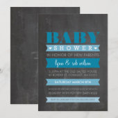 BABY SHOWER INVITE modern krijtbord blauw Kaart (Voorkant / Achterkant)