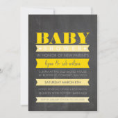 BABY SHOWER INVITE modern krijtbord geel grijs Kaart (Voorkant)