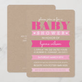 BABY SHOWER INVITE moderne roze kraft wit Kaart (Voorkant / Achterkant)