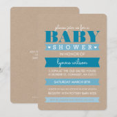 BABY SHOWER INVITE moderne, rustige kraft white BL Kaart (Voorkant / Achterkant)